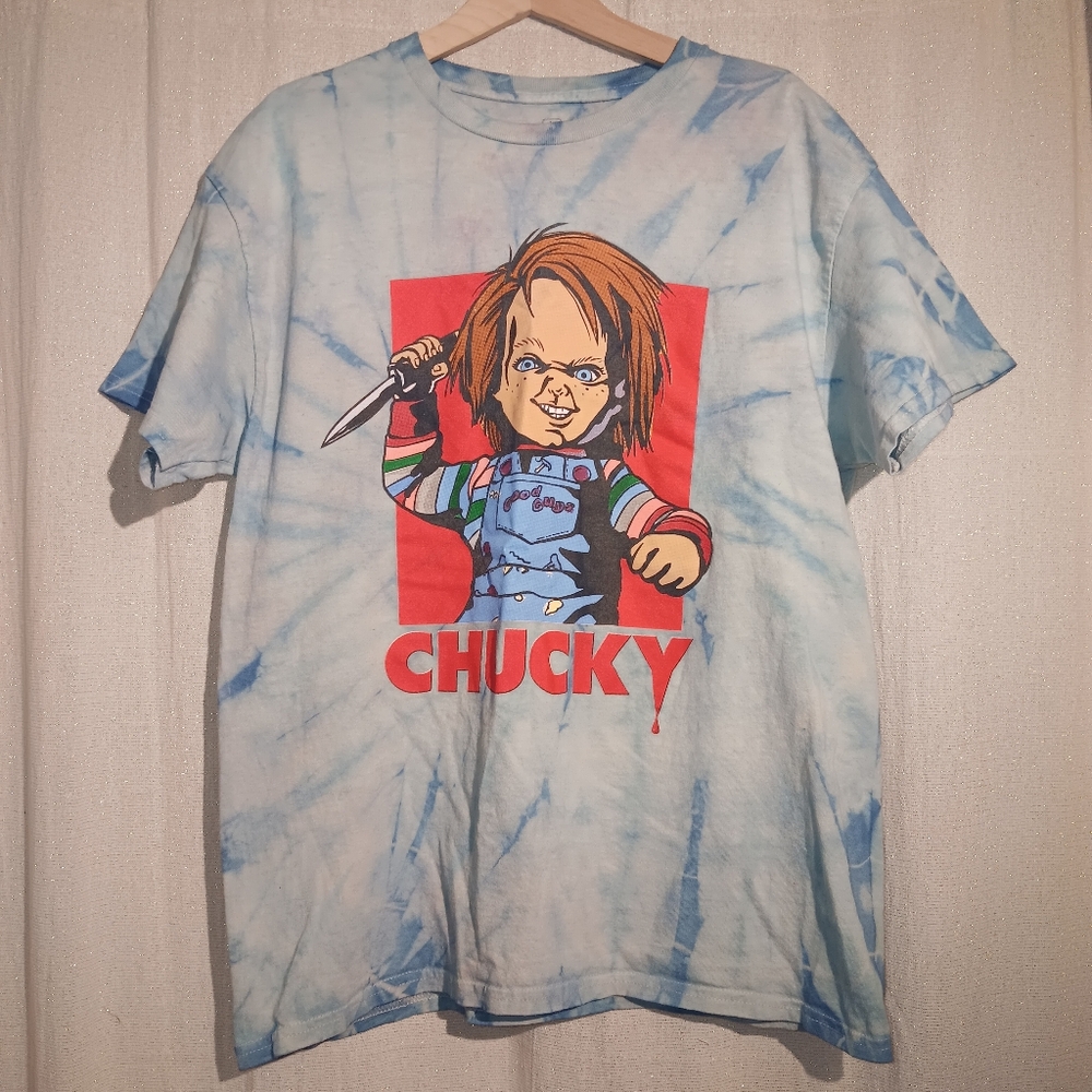 CHUCKY Blue Tie Dye Crew Neck Tshirt Unisex SZ L